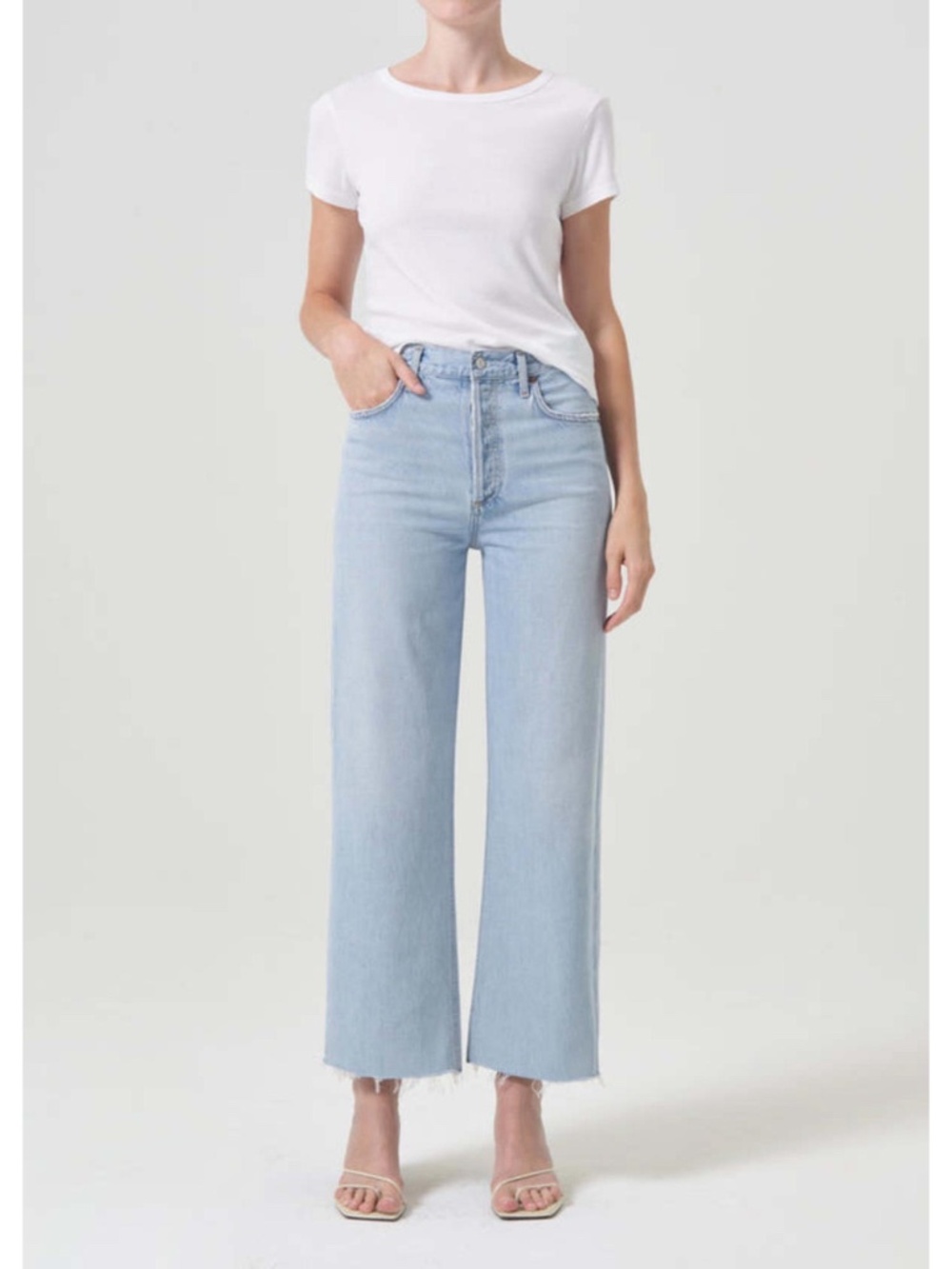 AGOLDE Ren Wide-Leg‎ Crop Jeans in Smash